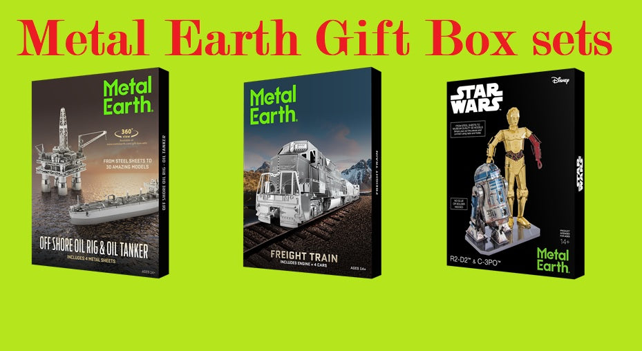 Fascinations Metal Earth Freight Train Box Gift Set 3D Metal Model Kit With Tool  Kit Included - Metal Earth Freight Train Box Gift Set 3D Metal Model Kit  With Tool Kit Included .