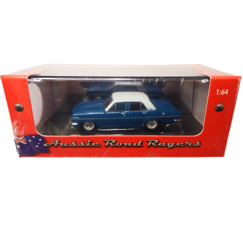 Model car in a red box labeled 'Aussie Road Racers' on a white background