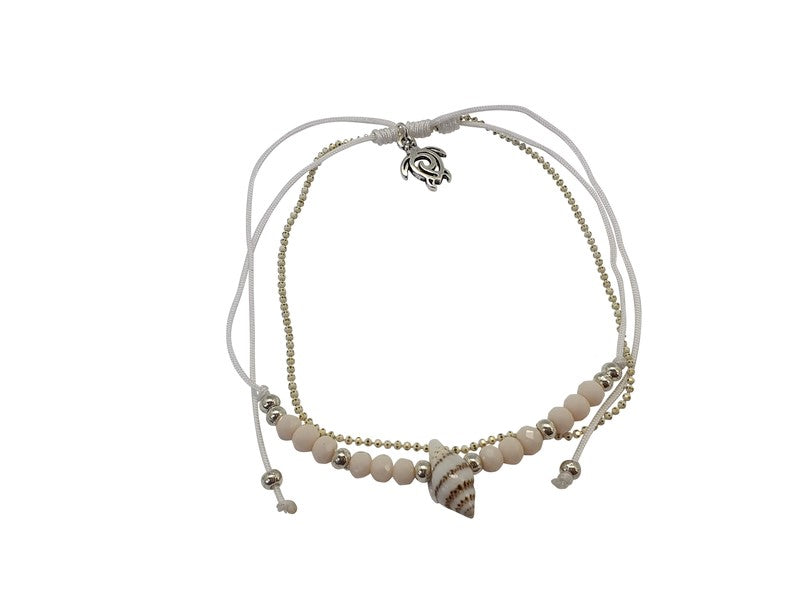 A123 Anklet String  crystal beads with metallic beads, and  shell accent