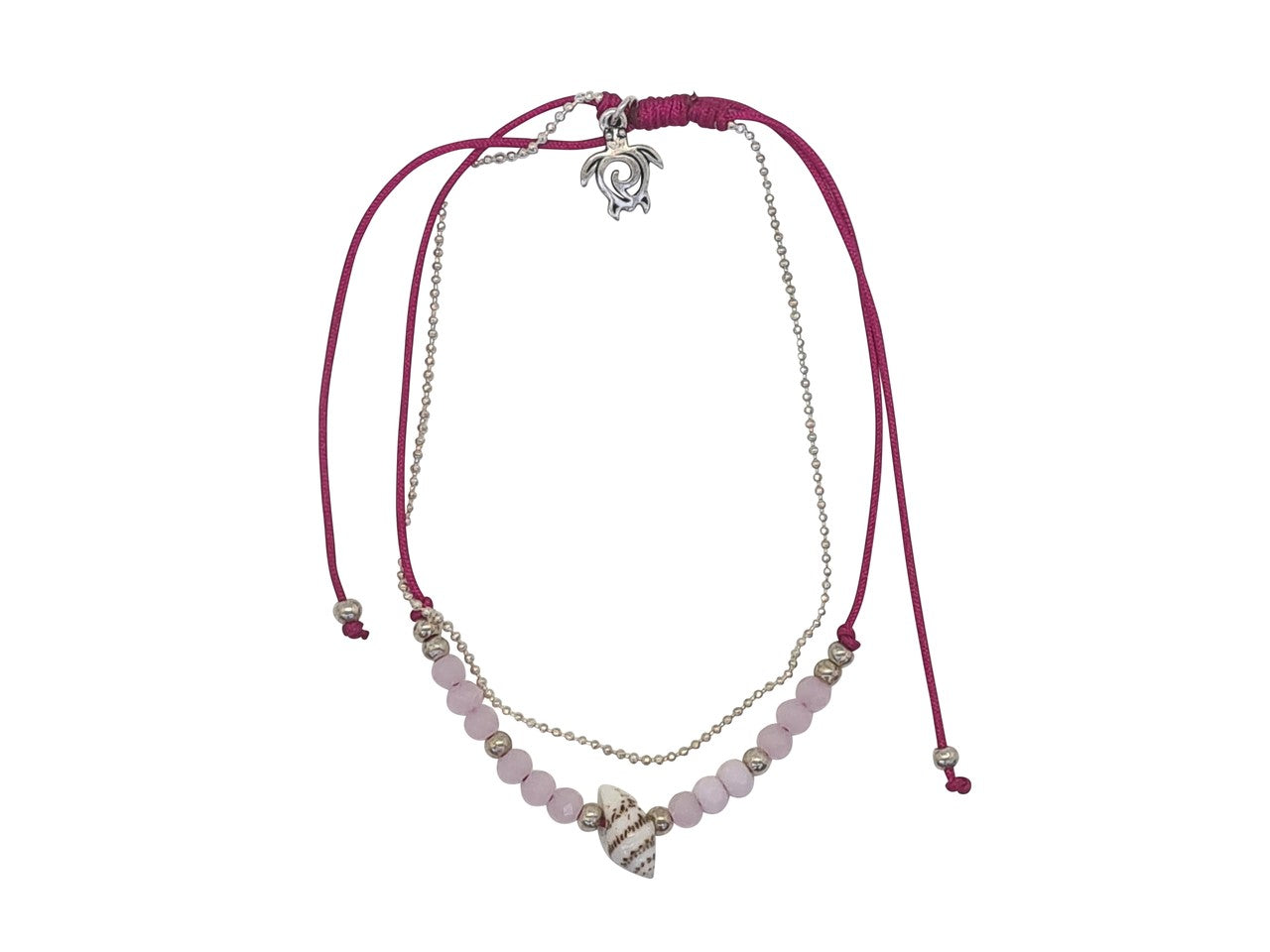 A123 Anklet String crystal beads with metallic beads, and shell accent