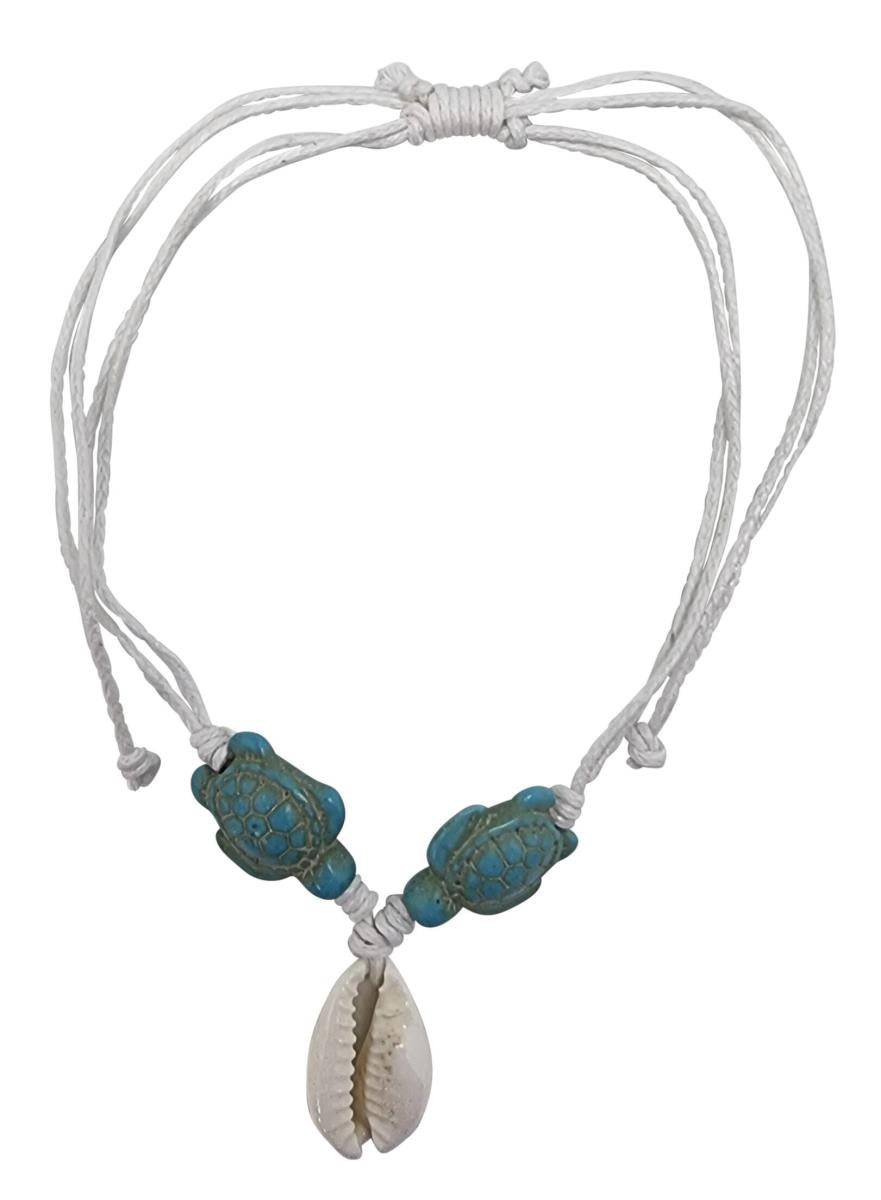 A208 Anklet. cowrie shell pendant starfish /turtle bead