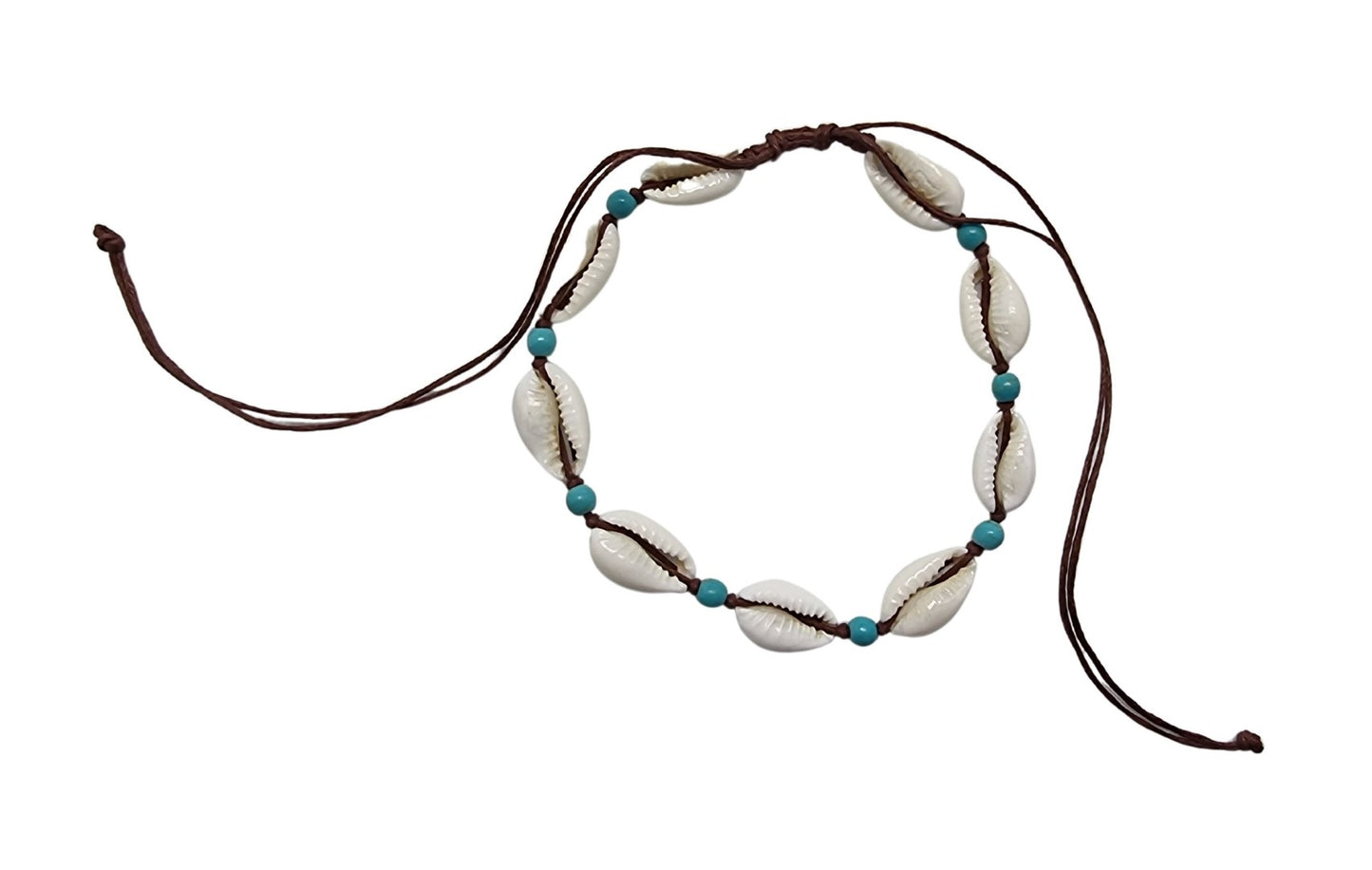 A248 Anklet cowrie shells and turquentine beads