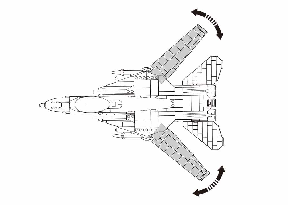 Technical drawing of a fighter jet with labeled parts on a white background