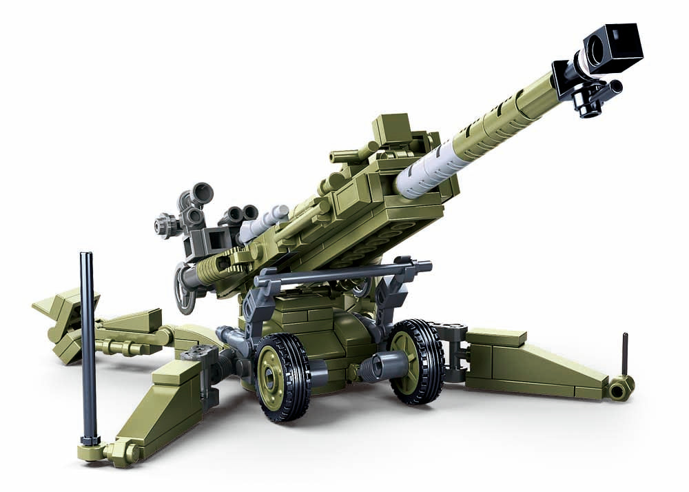 Toy model Toy model of a Howitzer Gun Emplacement on a white background