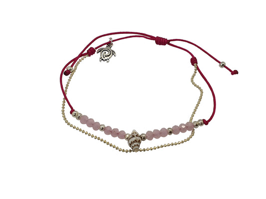 pink BRACELET STRING WITH SHELL CHARM NATURALLY DESIGN B123