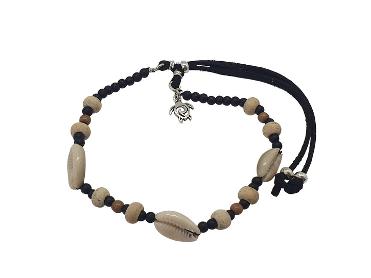 brown B133 BRACELET WOOD BEADS WITH COWRIE SHELL NATURALLY DESIGN