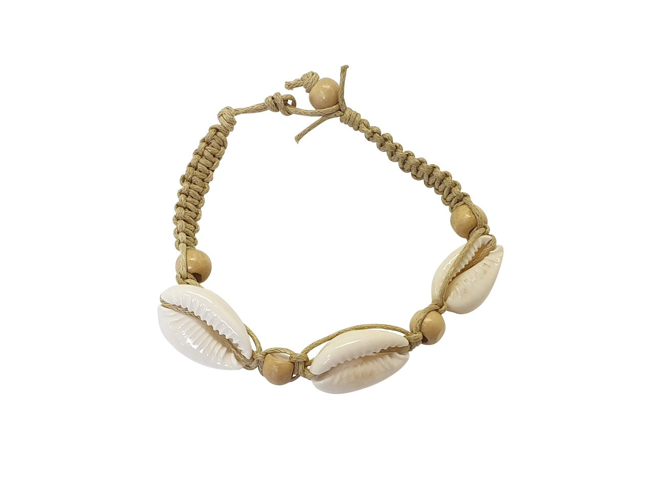 B149 woven cotton three cowrie shells