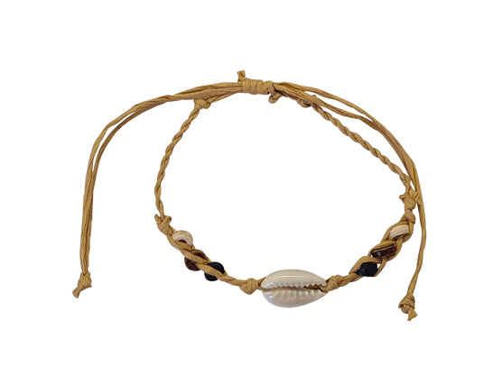 B182 Bracelet Rafia Wooden Beads