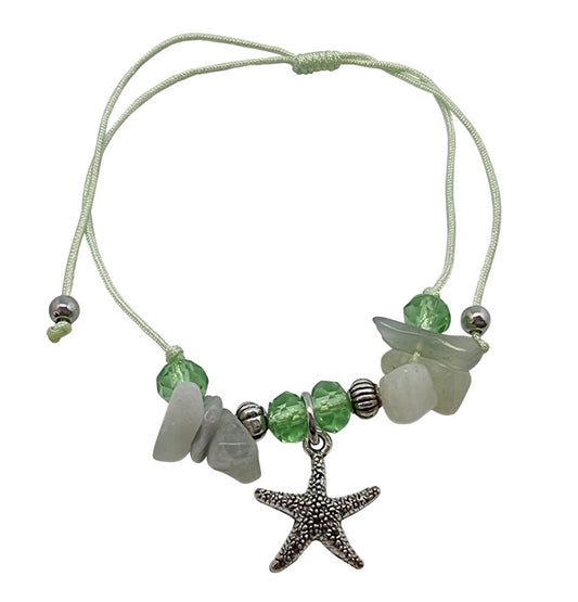 B210 Bracelet Gemchips ,metal,crystal beads &  star fish charm