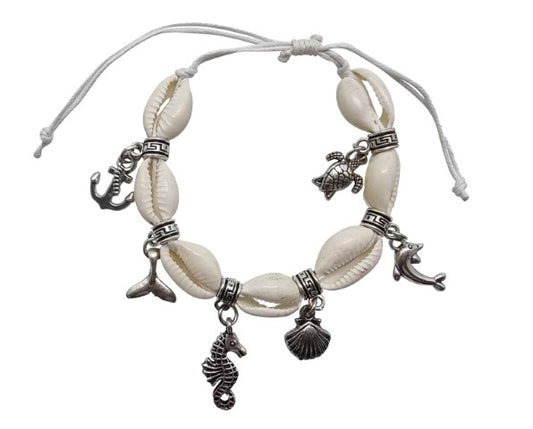 B263 BRACELET COWRIE WITH CHARMS