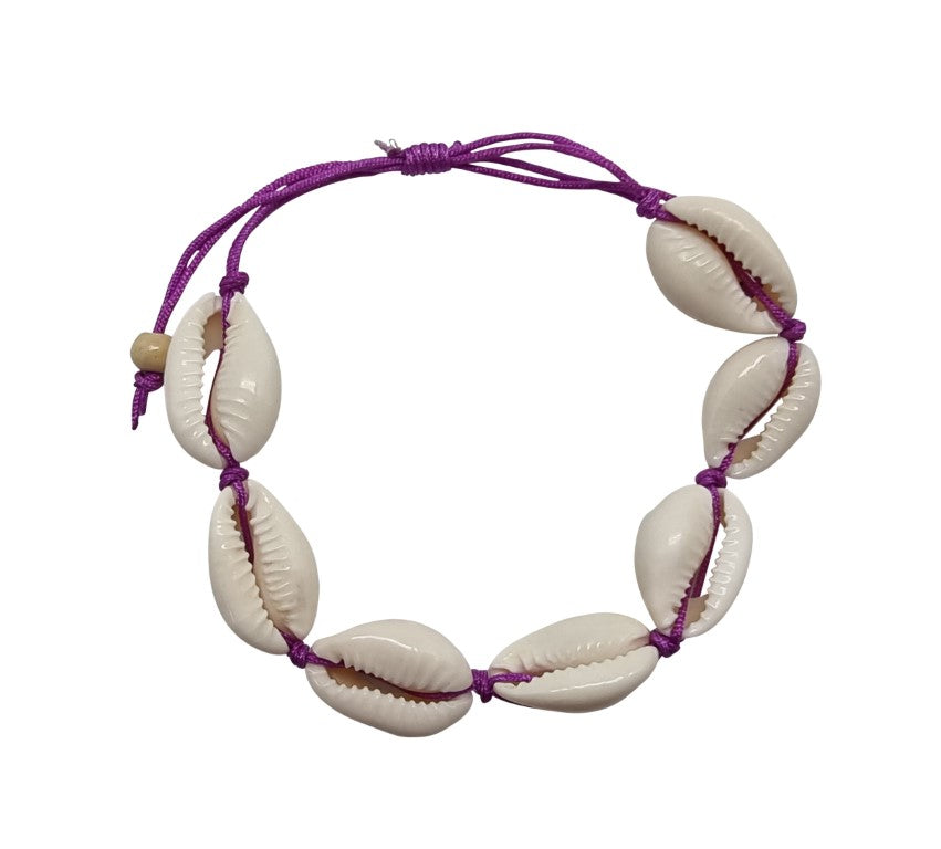 B265 Bracelet natural cowrie in double cotton cord