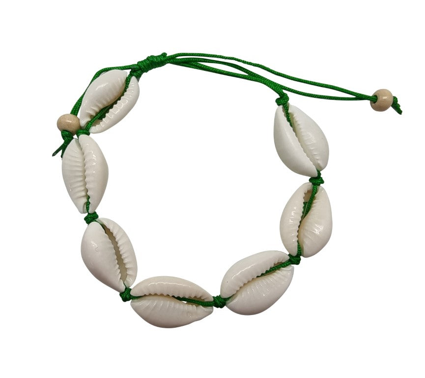 B265 Bracelet natural cowrie in double cotton cord