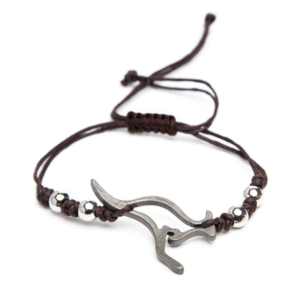 B578 Cord bracelet kangaroo metal charm
