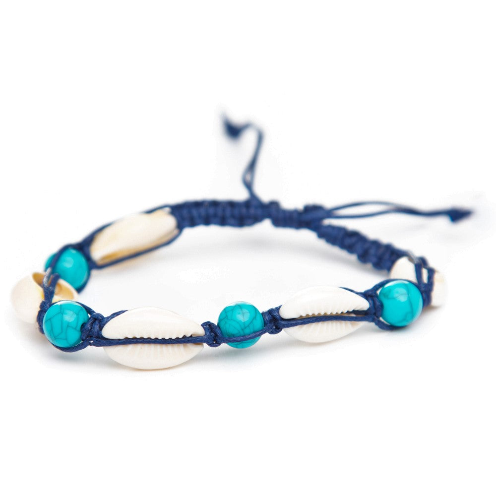 dark blue Cowrie Shells & turquentine Beads braclet Naturallt design Australia