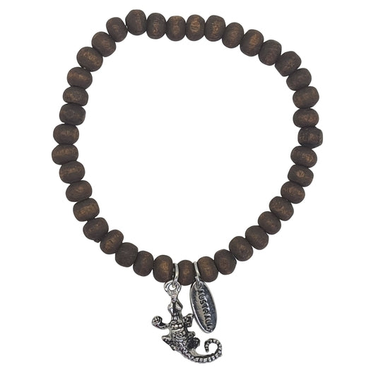 B875 bracelet wooden beads crocodile