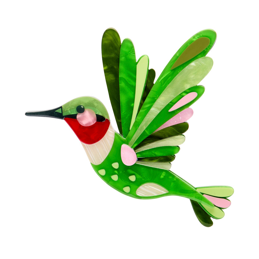 The Riveting Ruby-Throated Hummingbird Erstwilder Brooch