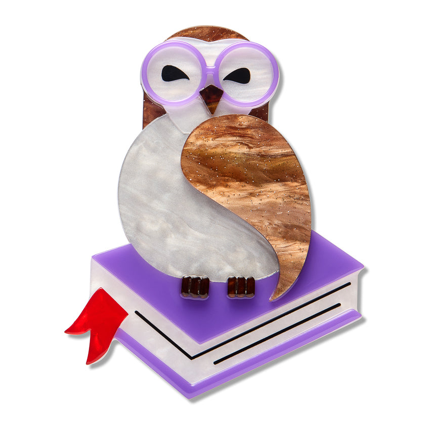 Erstwilder Studious Snow Owl Brooch- to embrace your love of reading