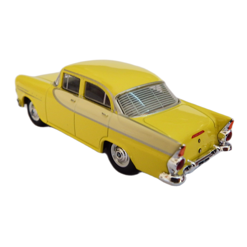 Yellow model car on a white background