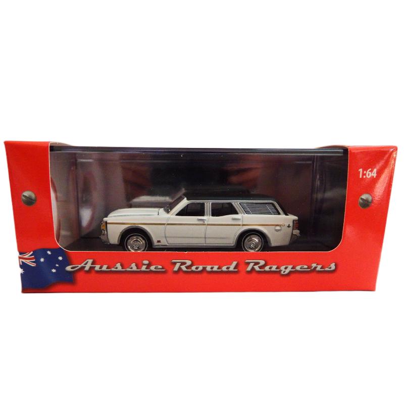 Model car in a red box with 'Aussie Road Ragers' branding