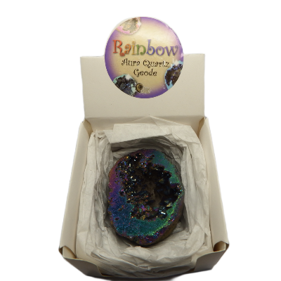 Rainbow Aura Quartz Geode