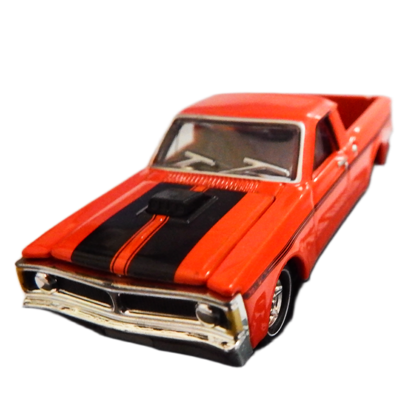 1:64 Red and black model 1971 XY Gt v8 ute on a white background
