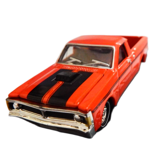 1:64 Red and black model 1971 XY Gt v8 ute on a white background