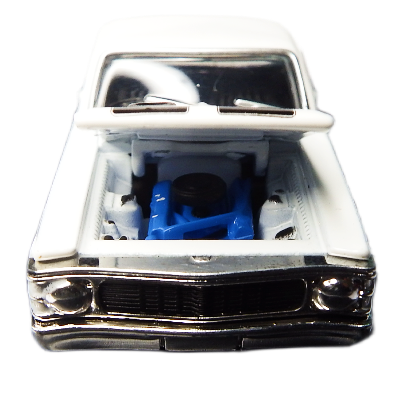Model car with a blue interior on a white background