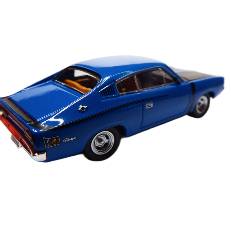 Blue model car on a white background