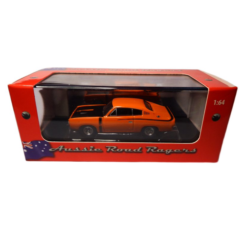 Model car in a red box with 'Aussie Road Ragers' branding