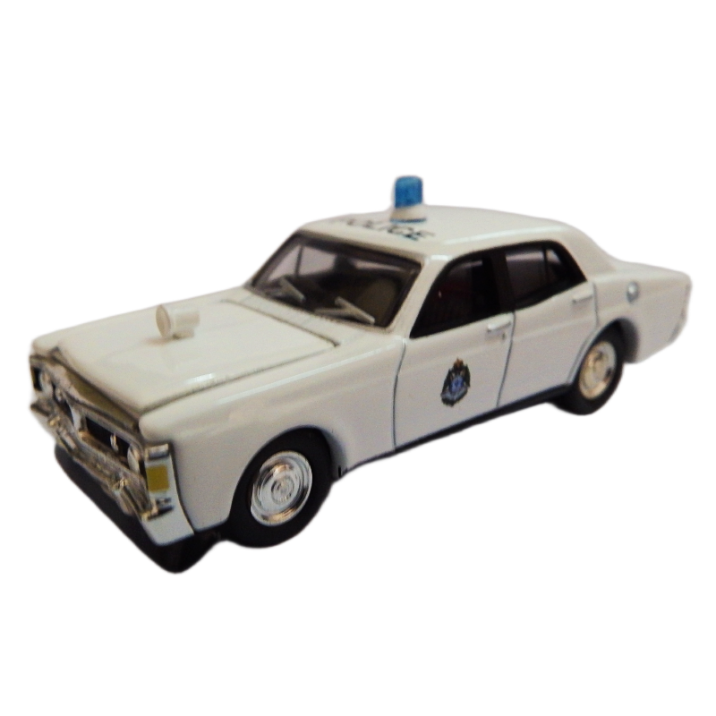 Road ragers diecast 1:64 car model white1971 XY V8 Sedan Vic Police  on white background