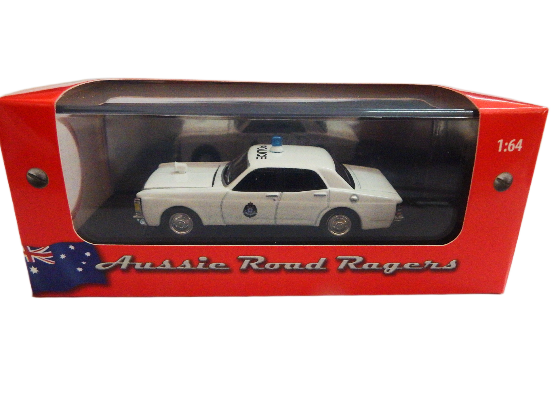Road ragers diecast 1:64 car model white1971 XY V8 Sedan Vic Police,  in red Aissie road ragers box
