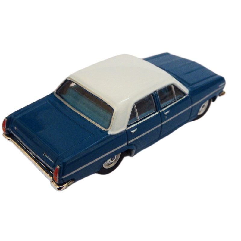 Cooee Classics Road Ragers Model 1:64 scale 1968 HR Special Aqua Blue with White roof car on a white background back side view