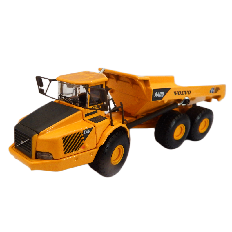 Model of a Volvo dump truck on a white background