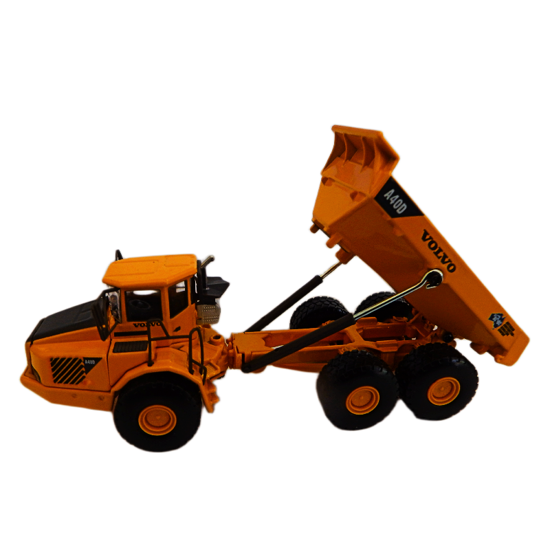 Model of a Volvo dump truck on a white background