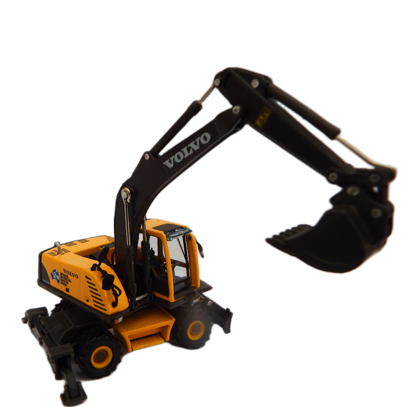 Model Road-Ragers  1:87 diecast Volvo EW180B Mobile Excavator on a white background