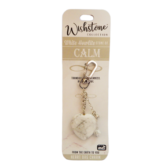 White Howlite Heart Bag Charm Wishstone