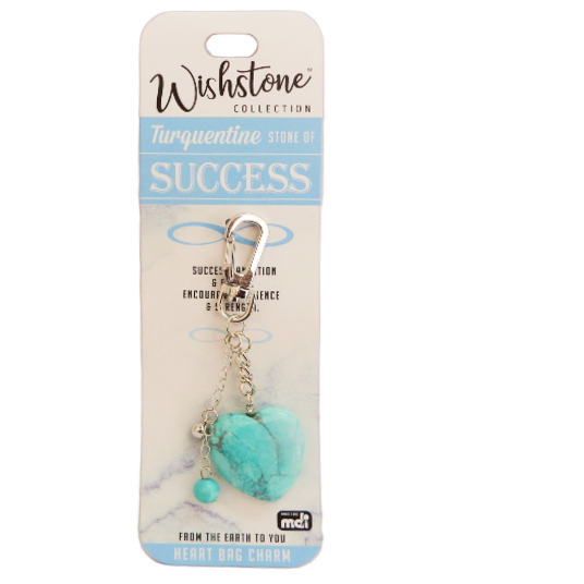 Turquoise keychain on a Wishstone Collection card with text