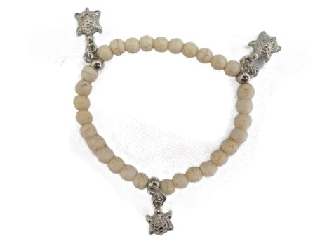 B591 Bracelet BLue -White gemstone Beads dolphin/turtle