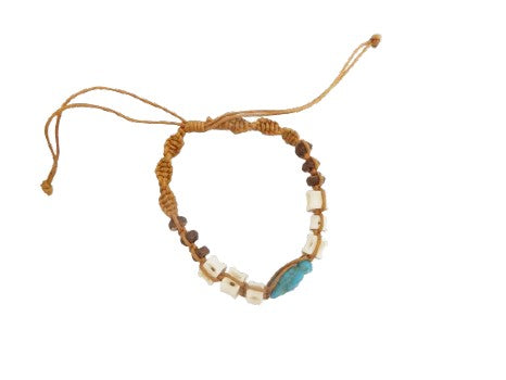 B199 Stone turtle Charm wooden beads