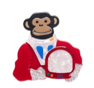 First Officer  chimpanzee ape astronaut Erstwilder jewellery Brooch