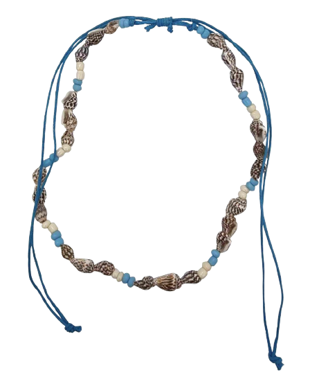 Necklet Cord With Bead & Shell Naturally Design Australia N197 light blue