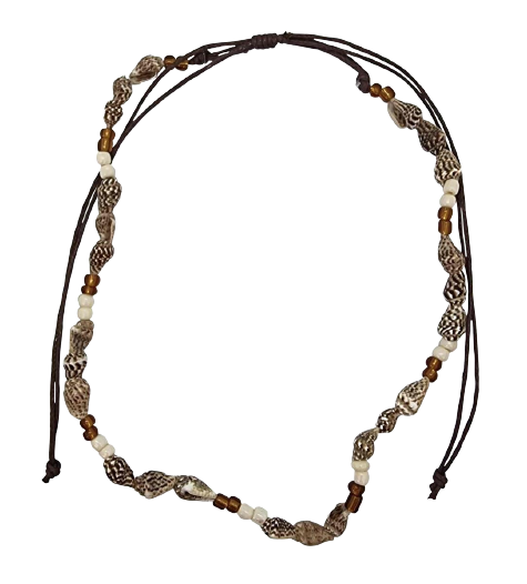 Necklet Cord With Bead & Shell Naturally Design Australia N197 brown