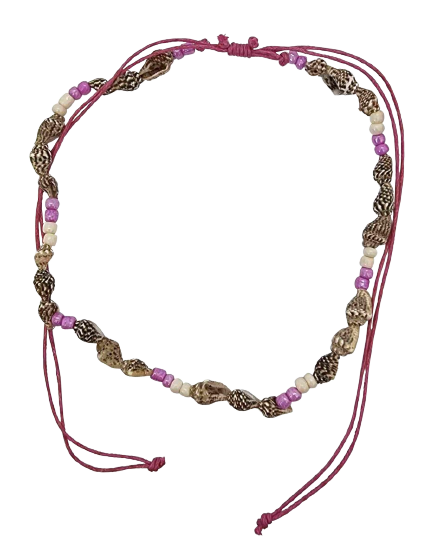 Necklet Cord With Bead & Shell Naturally Design Australia N197 pink