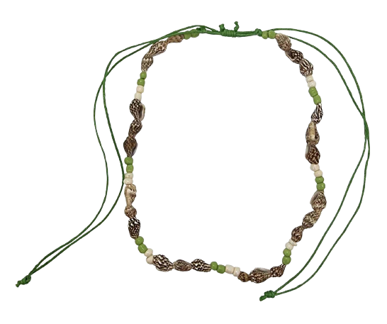 Necklet Cord With Bead & Shell Naturally Design Australia N197 green