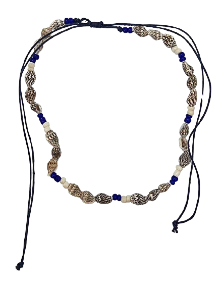 Necklet Cord With Bead & Shell Naturally Design Australia N197 navy blue