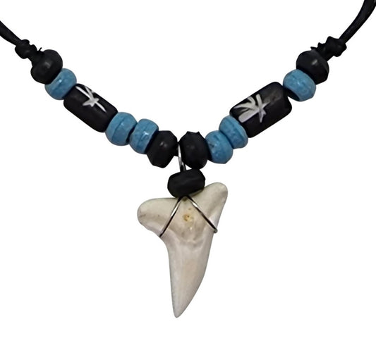 blue & black  beads Shark Tooth Pendant N203 Naturally Design Australia