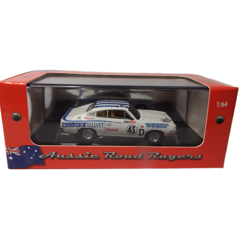 Model car in a red box with 'Aussie Road Racers' branding