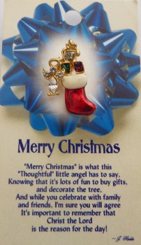 Merry Christmas Guardian Angel Stocking Pin
