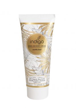 Indigo Hand and Body Cream in Vanilla Leaf 100ml – Gold & Grey Palm Pattern