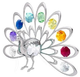 image Crystocraft Fantail Peacock Silver Chakra